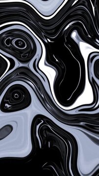 Abstract seamless liquid marble motion background, flowing wavy gradients of Black and White colors, fluid digital art animation, hypnotic ripple effect, modern graphic design for video ove