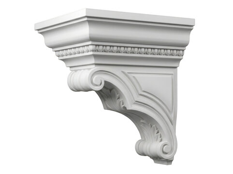 Decorative white wall corbel for classic home architecture