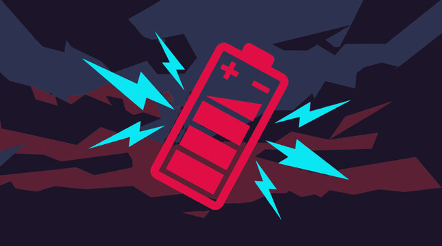 Red Battery Symbol Charging Energy Lightning Bolt Abstract Background