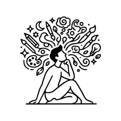 Fototapeta premium Creative Man Thinking with Inspiration and Imagination as an Artist Visualizing New Ideas