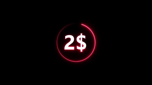 Glowing red two dollar sign neon circle on black background neon sign glowing dollar sign red neon circle