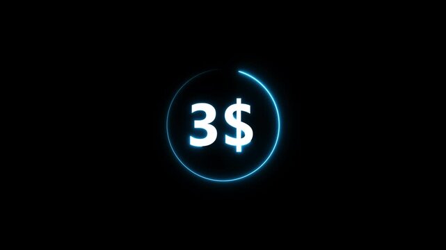 Glowing blue three dollar sign neon circle on black background glowing blue dollar sign currency symbol