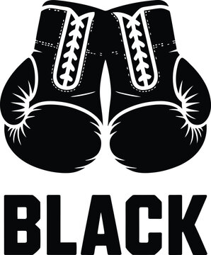 Boxing gloves are displayed prominently above the bold text label black to highlight this specific color.