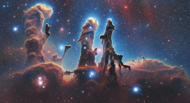Astronomical Nebula with Constellations and Stars.