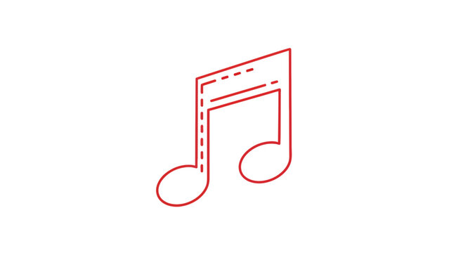 Red Musical Eighth Note Symbol Icon.
