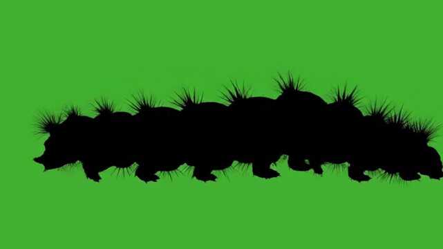 Black silhouette of a caterpillar crawling video