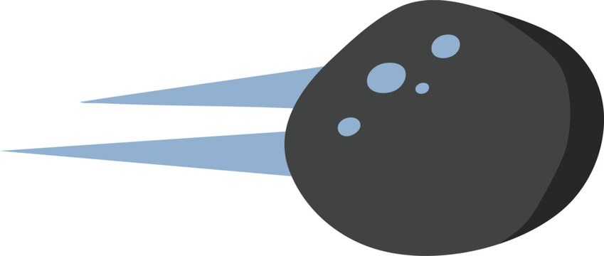 Dark asteroid speeding with blue motion trail illustration