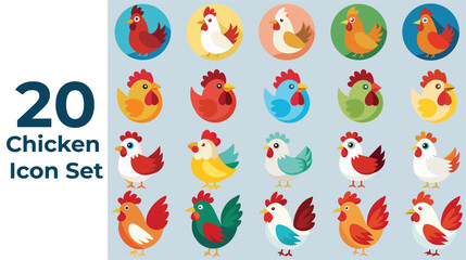Chicken Icons – Poultry, Hen and Rooster Vector Collection © Creative Lens