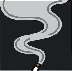 Fototapeta premium Gray Smoke Swirling Up From Cigarette on Dark Background, Abstract