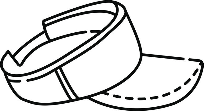 Visor Cap Icon Vector Illustration, Adjustable Sports Sun Visor, Athletic Headwear Line Art Design