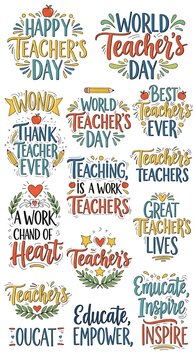 Celebratory Teachers Day Posters with Inspirational Messages and Floral Designs.