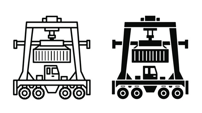 Straddle Carrier Gantry Icons Show Heavy Container Transport Usage 60 90