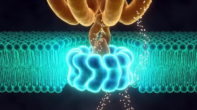 Macro cross section of an ATP synthase molecular motor in a mitochondrial membrane