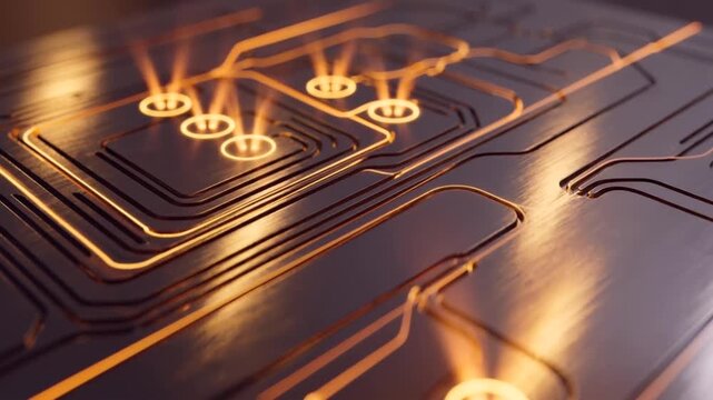 Macro of laser light in the waveguides of a silicon photonic chip