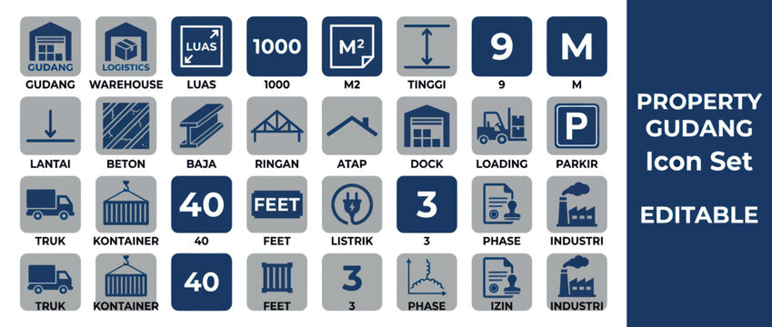 Property Gudang Icon Set Graphics.
