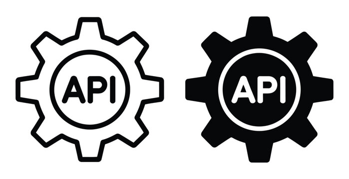 API interface icon collection, application programming interface symbols, software integration graphics, developer connection elements, cloud service communication icons, modern flat vector.