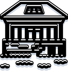 Fototapeta premium Classical style building with columns and a portico symbolizing justice, legality, and public administration for government, courthouse, and library functions