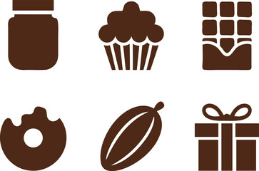 Fototapeta premium Minimalist Chocolate Gift Silhouette Icon Set