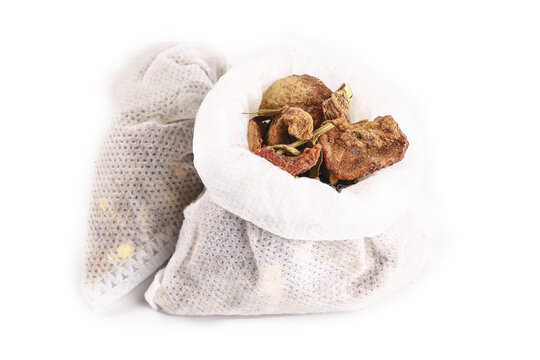 Sichuan Peppercorns and Spices in Cloth Bag, Chinese Cooking Ingredients