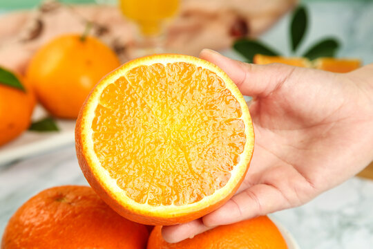 Fresh Orange Citrus Fruit Cut in Half - Vibrant Chopped Delicacy