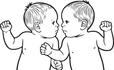 MobileTwin infants silhouette facing each other in black childhood and family icon design