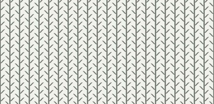 Seamless Herringbone Pattern with Stylized Leafy Branches.
