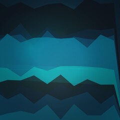 Low poly mountain range with teal and blue tones © teddy