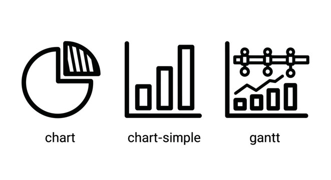 Business data analysis charts and project planning gantt timeline icons with analysis business statistics planning management timeline presentation performance software application workflow