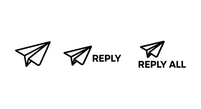 Email message sending and reply interface icons in line art style with communication interface technology isolated minimalist collection business correspondence electronic transaction