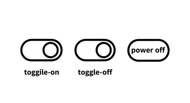 Toggle on and off power switch icon set with interface activation inactive software settings selection electronic function interaction