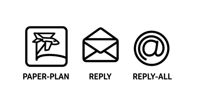 Digital communication and messaging icons set including paper plane email reply all symbols communication messaging electronic internet correspondence minimalist interface software