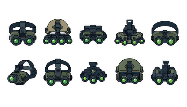 Night vision goggles set collection.