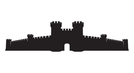 Obraz premium Medieval castle silhouette against a white background silhouette