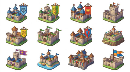 Collection of Fantasy Medieval Castles and Fortresses. © Kanasuv