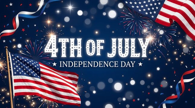 Celebrate freedom 4th of July independence day USA patriotic background with American flags and fireworks