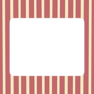 vertical red and cream striped pattern often described as ticking or cabana stripes.