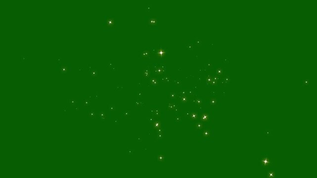 Abstract Elegant Golden Sparkle Starry Cloud Over Green Screen, Constant Shimmering Celestial Stardust Animation for Festive Holiday Intros, Romantic Weddings, and Luxury Video Projects