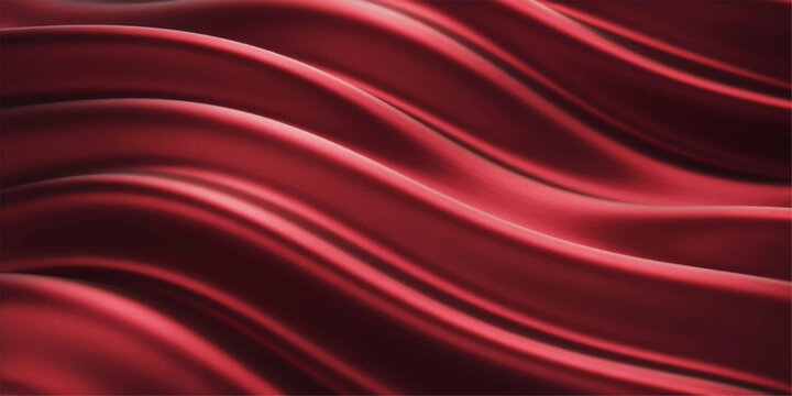 Luxurious red silk and satin fabric texture background with flowing waves, soft light, smooth velvet textile pattern, elegant luxury material backdrop