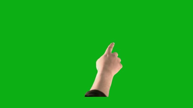 Hand finger point green screen chromakey background 2d animated cartoon animation direction sign communication gesture symbol concept icon loops smoothly on chroma key
