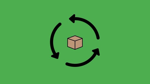 Continuous delivery icon featuring package box and circular arrow symbols. Visual representation of automated deployment and software distribution.