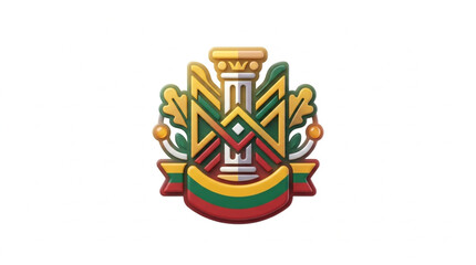 Stylized Emblem with Column and Laurel Wreath. © Kilouhz