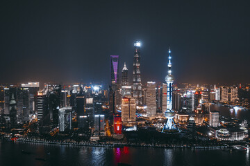 Fototapeta premium Shanghai Lujiazui Night Skyline with Oriental Pearl Tower