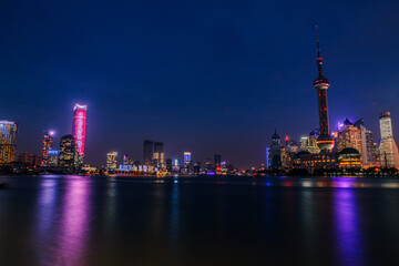 Obraz premium Shanghai Lujiazui Night Skyline with Oriental Pearl Tower