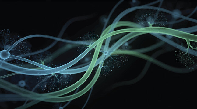 Abstract Neural Network Connections and Synapses, Digital Illustration of Brain Activity and Information Flow, Futuristic Science Concept