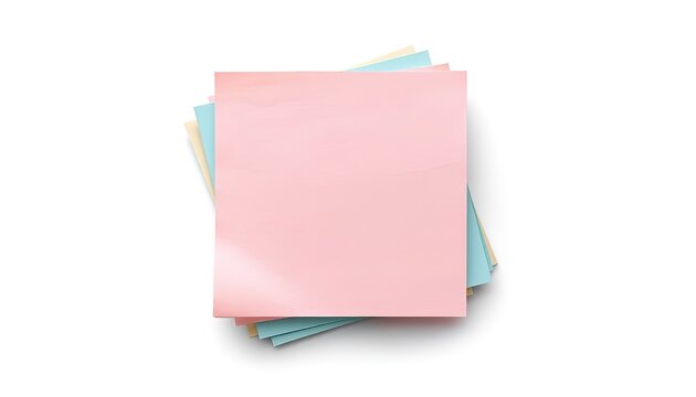 Stack of colorful blank sticky notes on white background.