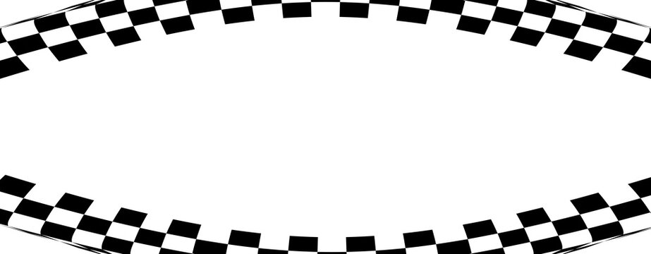 Abstract oval frame with a black and white checkered pattern design.