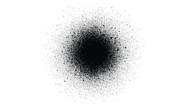 Black spray paint dot pattern isolated on white background.