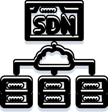 Software defined networking - sdn - managing cloud computing resources, illustrating centralized control over an it network architecture and server infrastructure