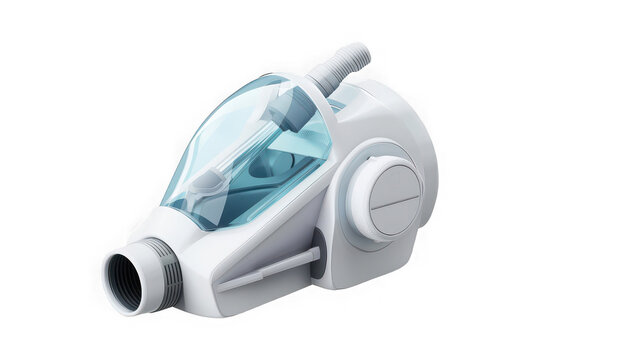 Industrial lubrication gun with transparent reservoir on transparent background