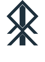 Obraz premium Nordic rune symbol. Traditional Scandinavian Viking bindrune magic sign isolated on white.